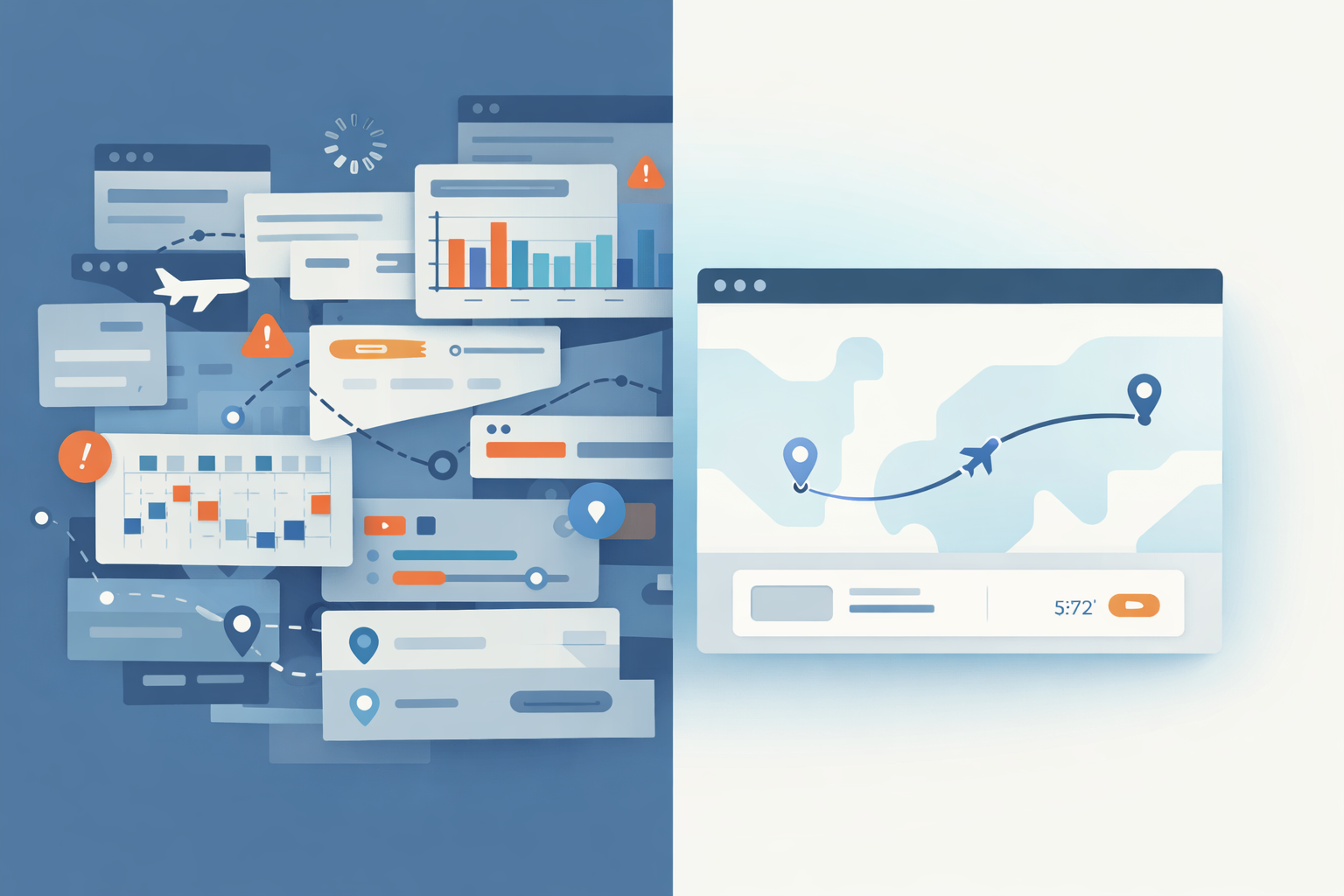 AI travel planning vs traditional flight booking comparison illustration